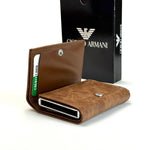 Armani Leather Vertical Wallet – Brown