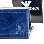 Armani Leather Vertical Wallet – Navy