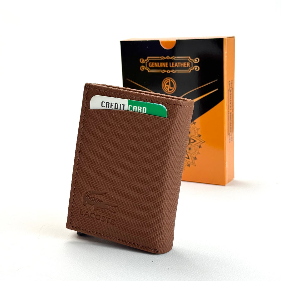 Lacoste Leather Card Holder – Brown