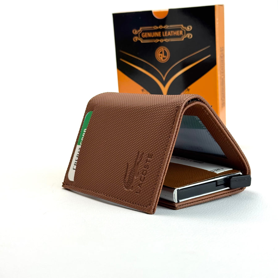 Lacoste Leather Card Holder – Brown