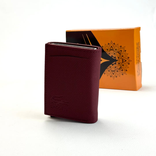 Lacoste Leather Vertical Wallet – Burgundy