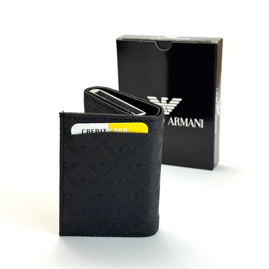 Armani Monogram Vertical Wallet – Black