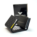 Armani Monogram Vertical Wallet – Black