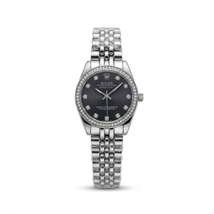 Rolex Datejust RD-3360 – Silver Black Diamond (For Her)