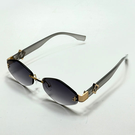 Fendi FF Logo Rimless – Gold Grey