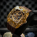 Naviforce Skeleton Chronograph Watch – Transparent Brown Gold