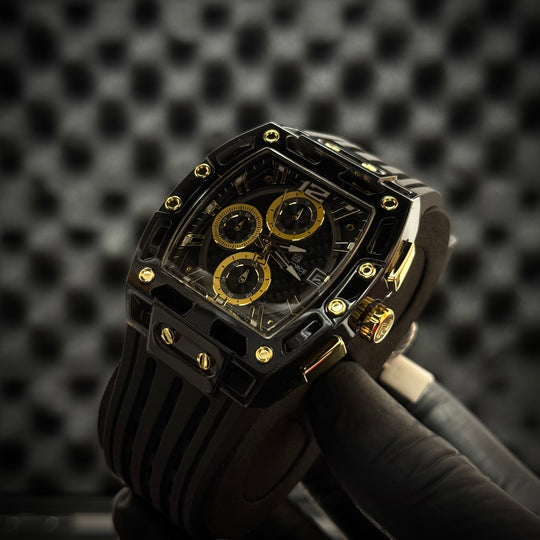 Naviforce Skeleton Chronograph Watch – Black Gold