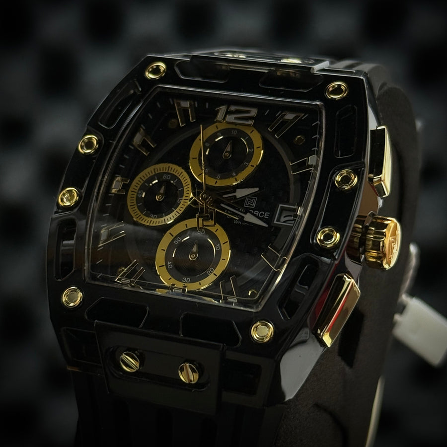 Naviforce Skeleton Chronograph Watch – Black Gold
