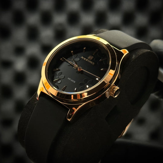 Naviforce Skeleton Round Watch - Rose Gold Black (Women)