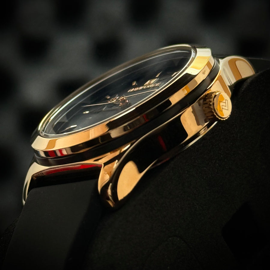 Naviforce Skeleton Round Watch - Rose Gold Black (Women)