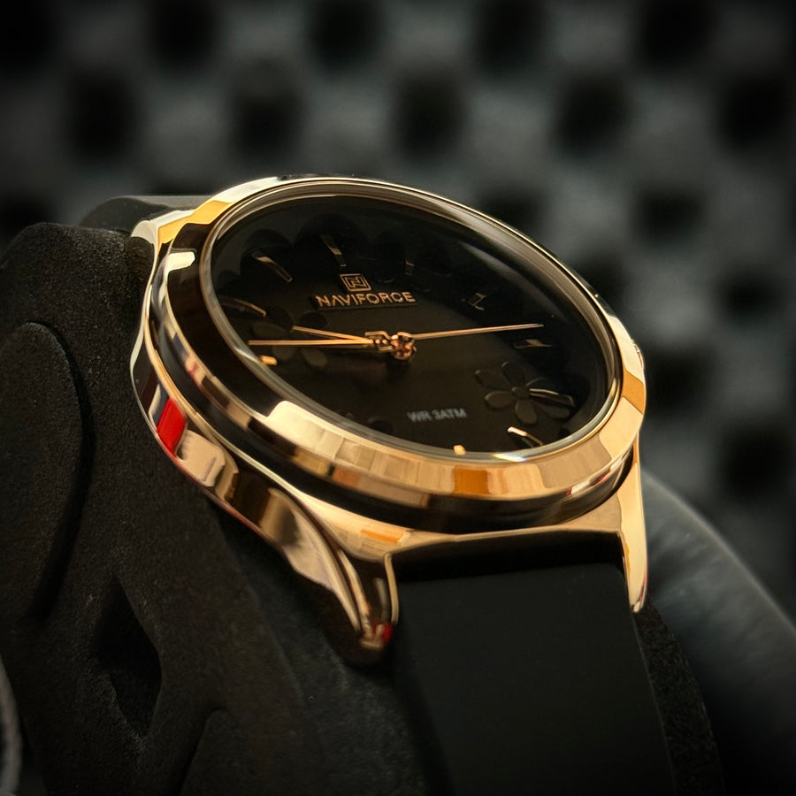 Naviforce Skeleton Round Watch - Rose Gold Black (Women)