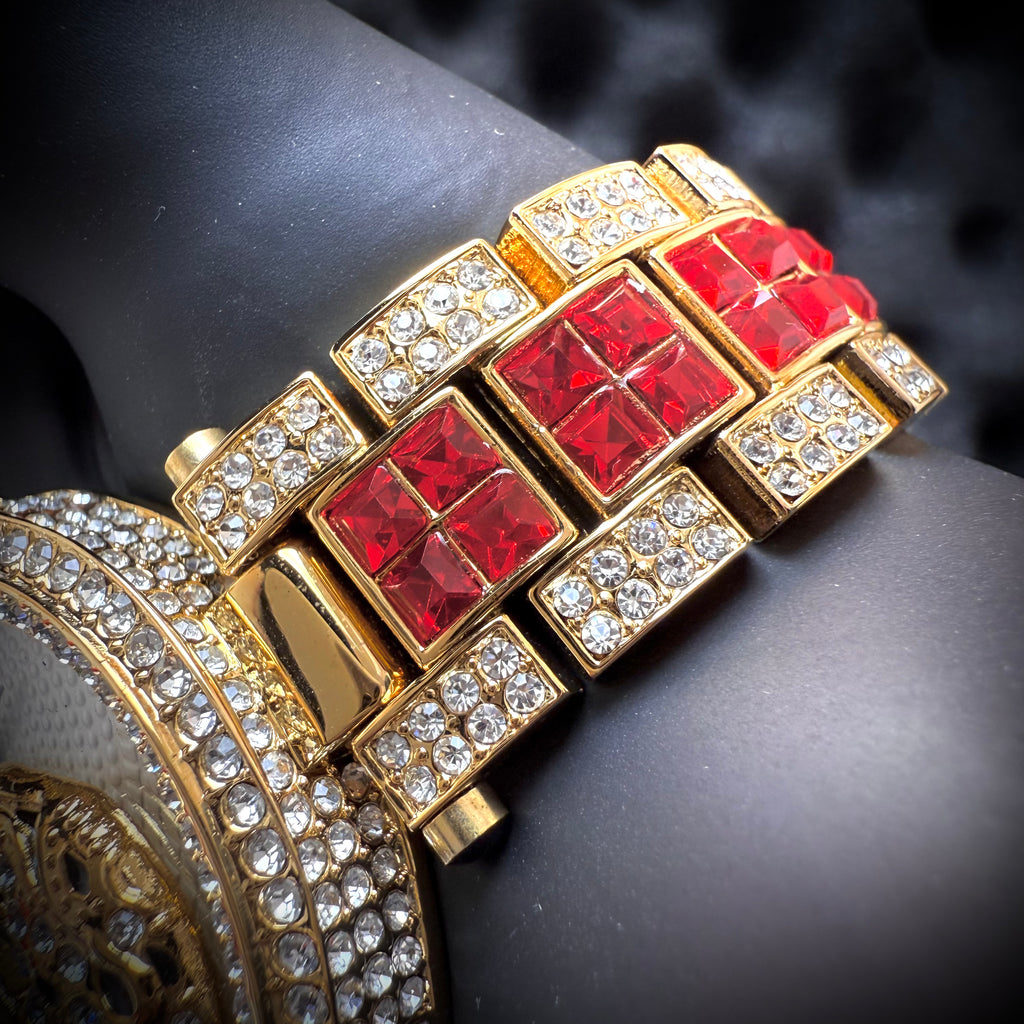 Miss Fox Leopard Crystal Watch- Gold Red (For Her)