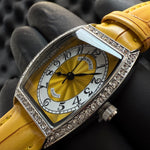 Mark Fairwhale Crystal Rectangle Watch - Silver Yellow (for her)