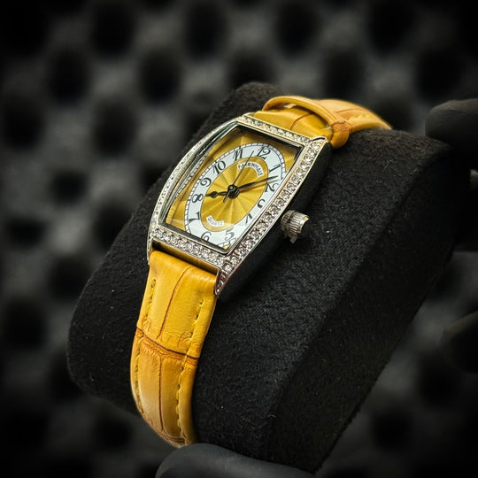 Mark Fairwhale Crystal Rectangle Watch - Silver Yellow (for her)