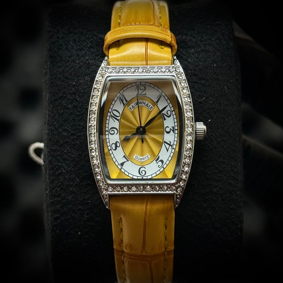 Mark Fairwhale Crystal Rectangle Watch - Silver Yellow (for her)