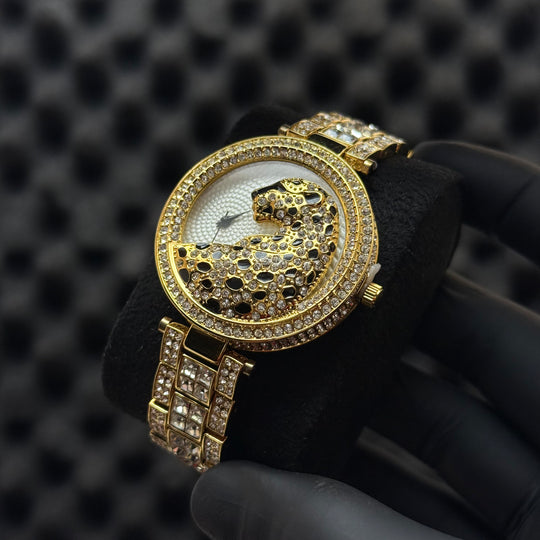 Miss Fox Leopard Crystal Watch - Crystal Clear (for her)