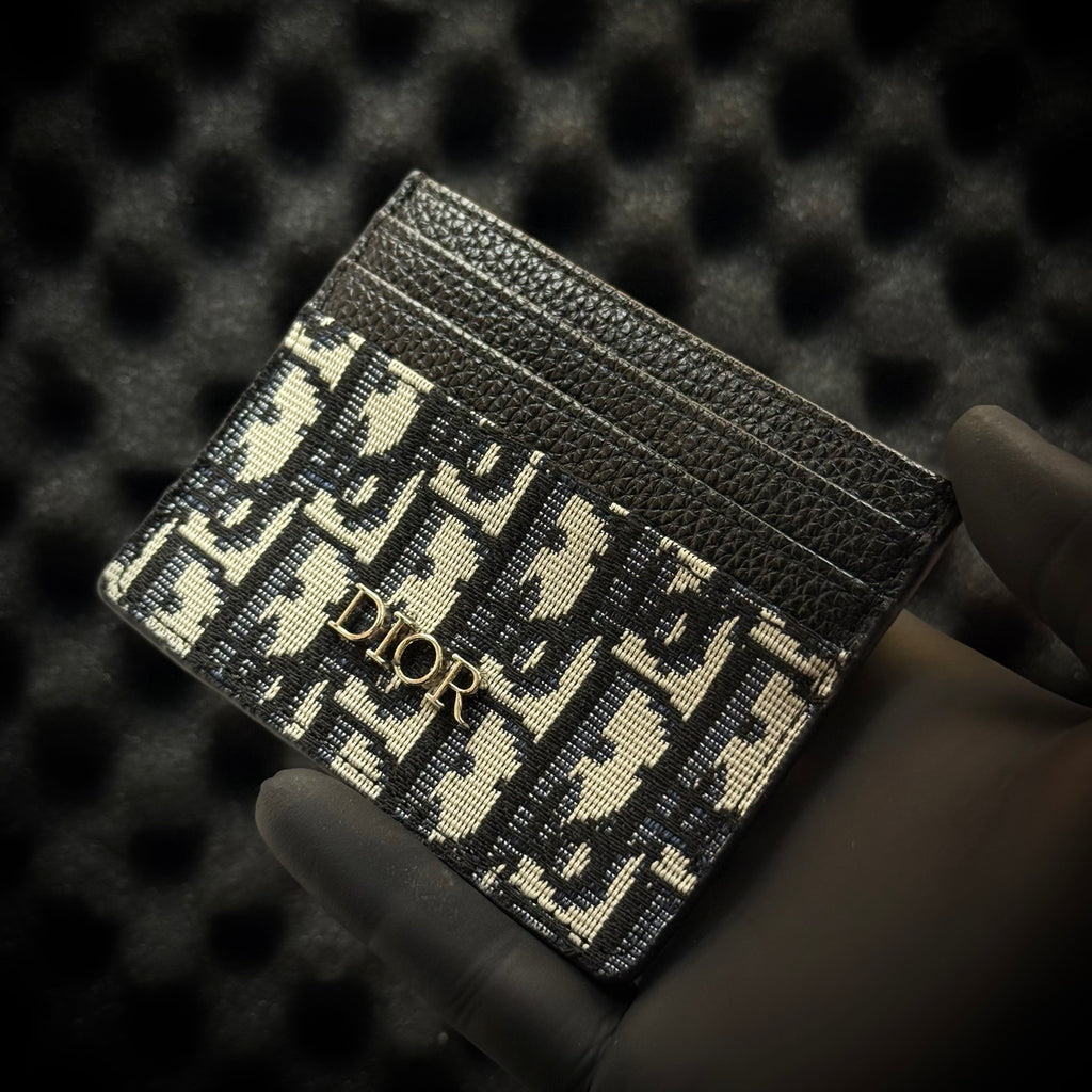 DIOR Oblique Card Holder - White Black