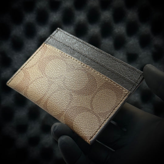 Coach Signature Card Holder - Brown Black