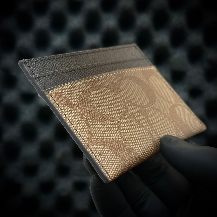 Coach Signature Card Holder - Brown Black